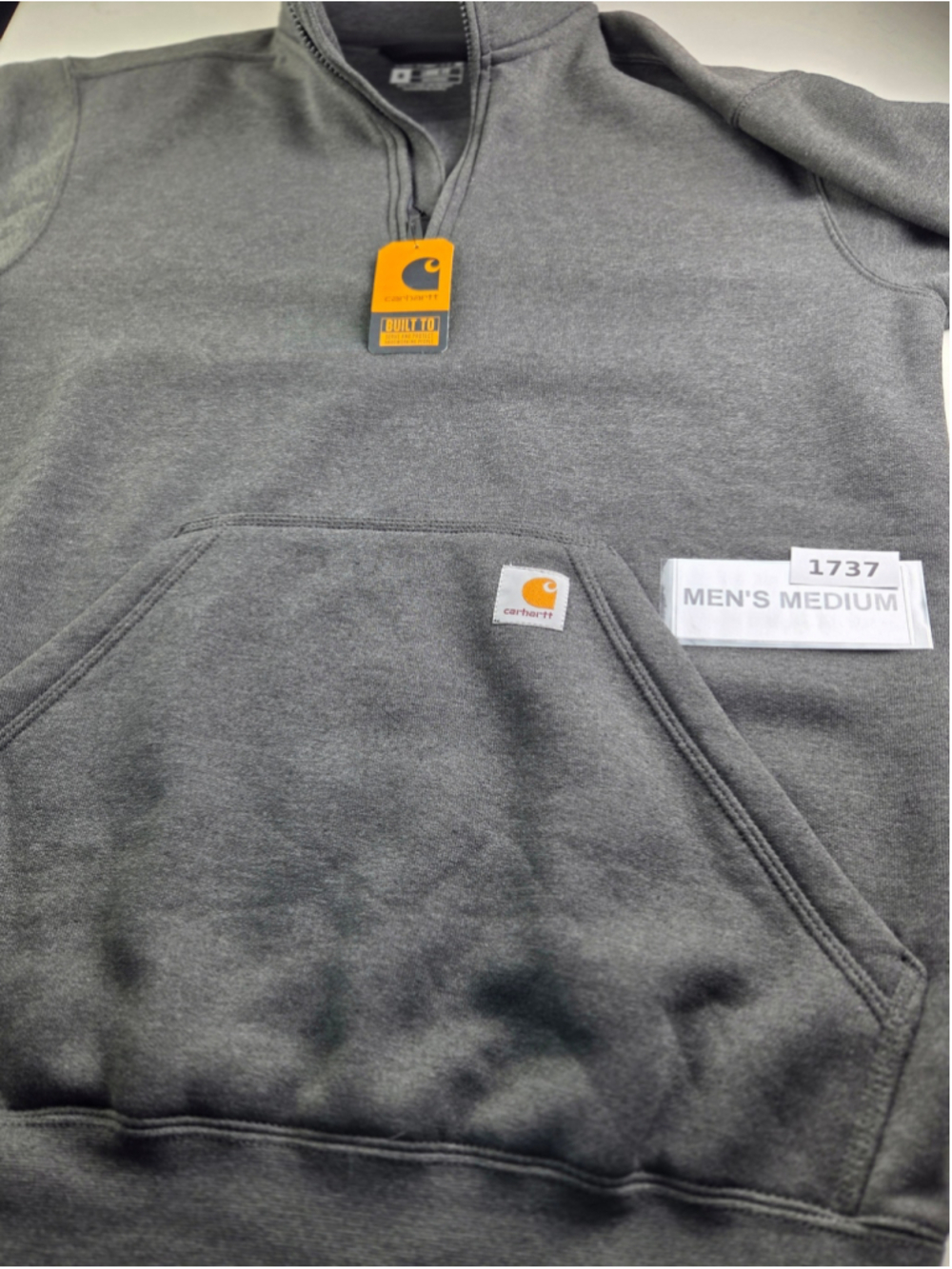 Men's Carhartt Quarter-Zip Sweatshirt Medium Grey NWT New #1737